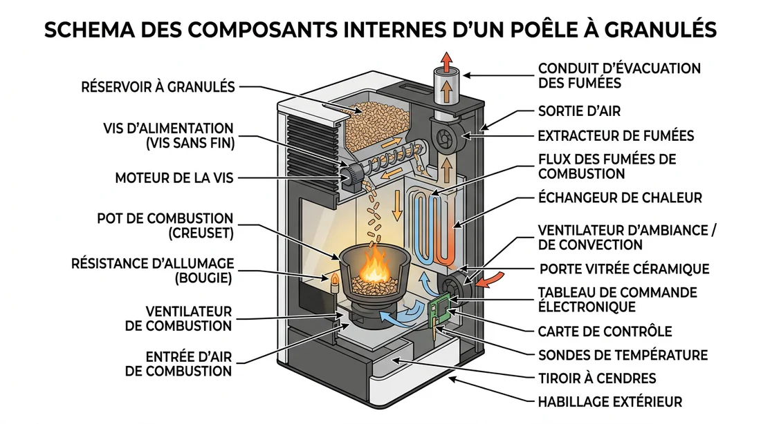 Entretien du creuset d'un poêle à granulés