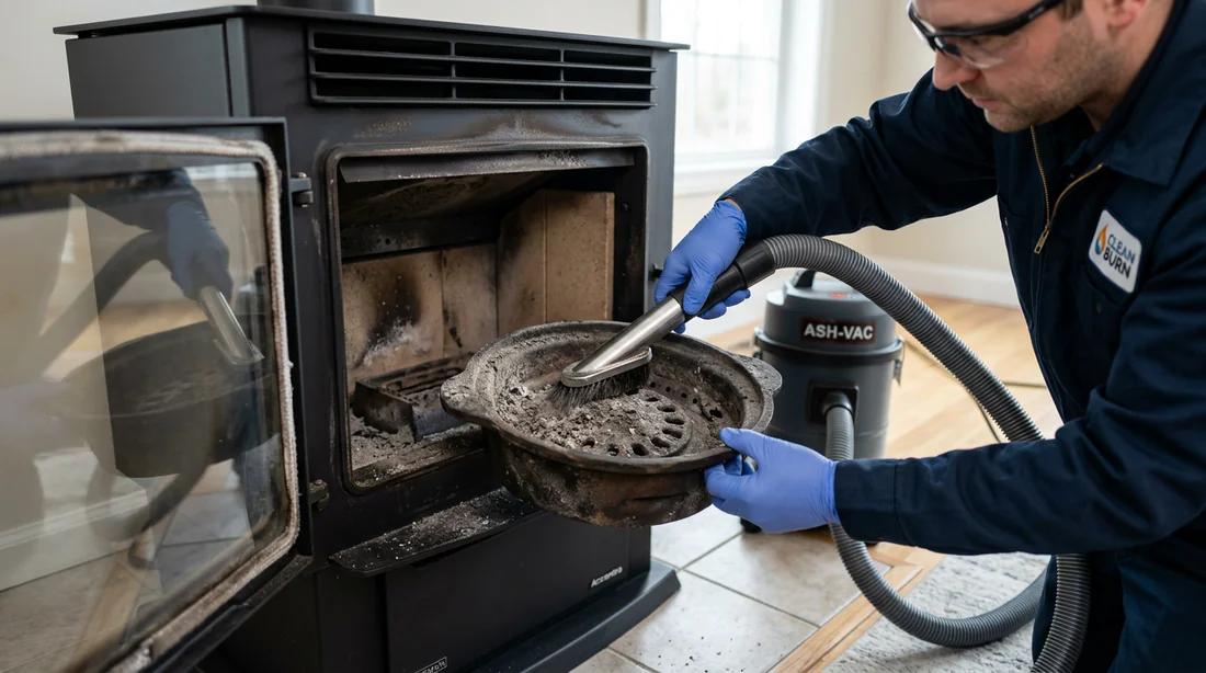 Entretien et nettoyage du creuset d'un poêle à granulés