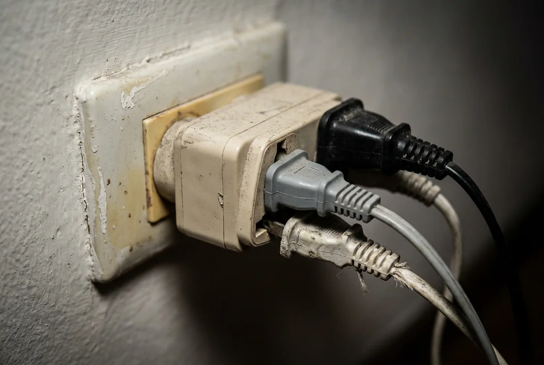 Schéma technique comparant une prise murale standard et une douille voleuse