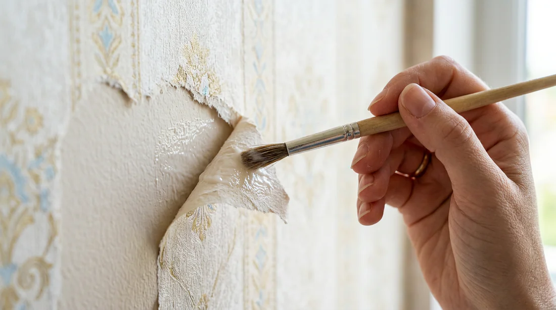 Infographie des outils nécessaires pour réparer du papier peint