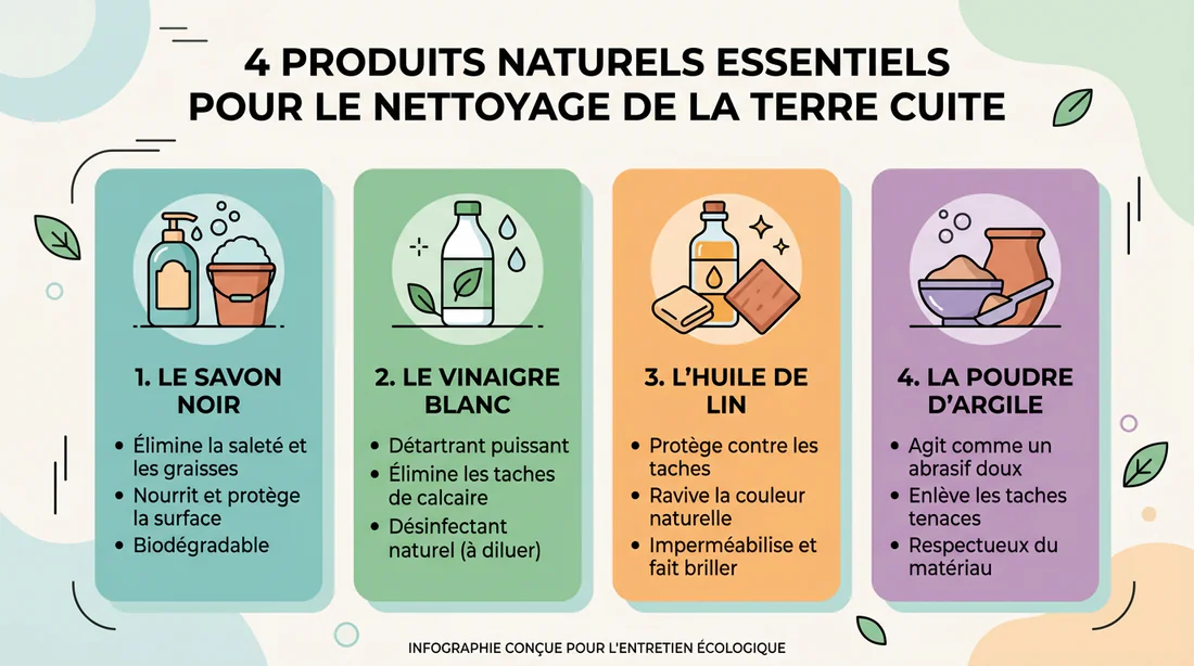 Produits naturels pour le nettoyage des tomettes en terre cuite