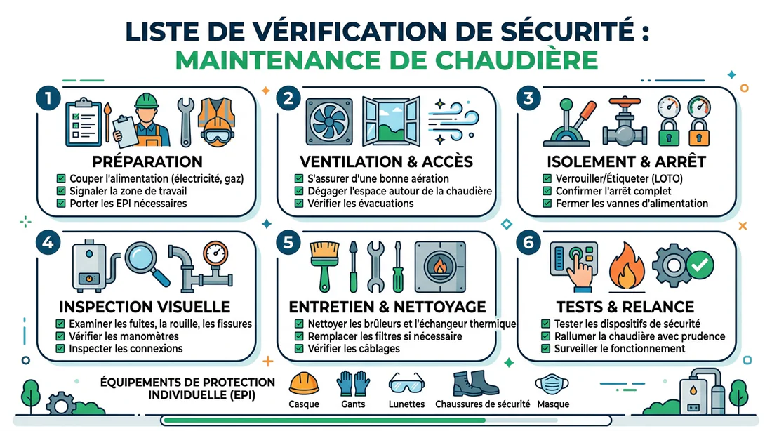 Infographie maintenance sécurité chaudière