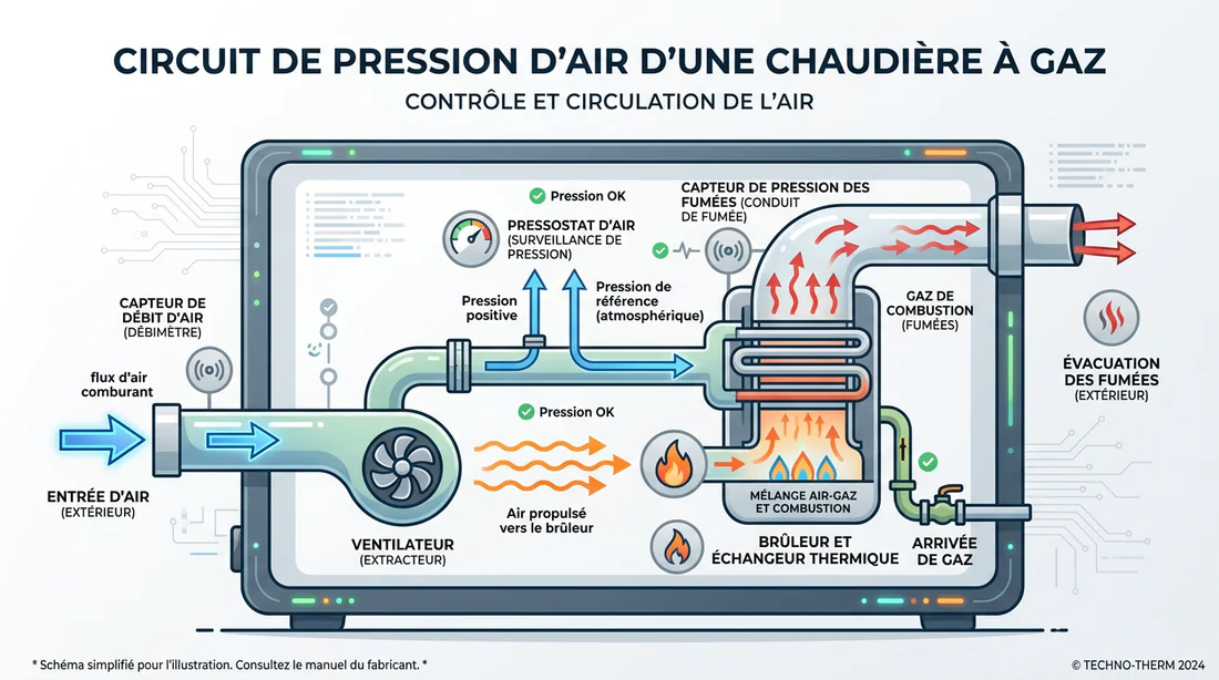 Schéma fonctionnement circuit pression chaudière