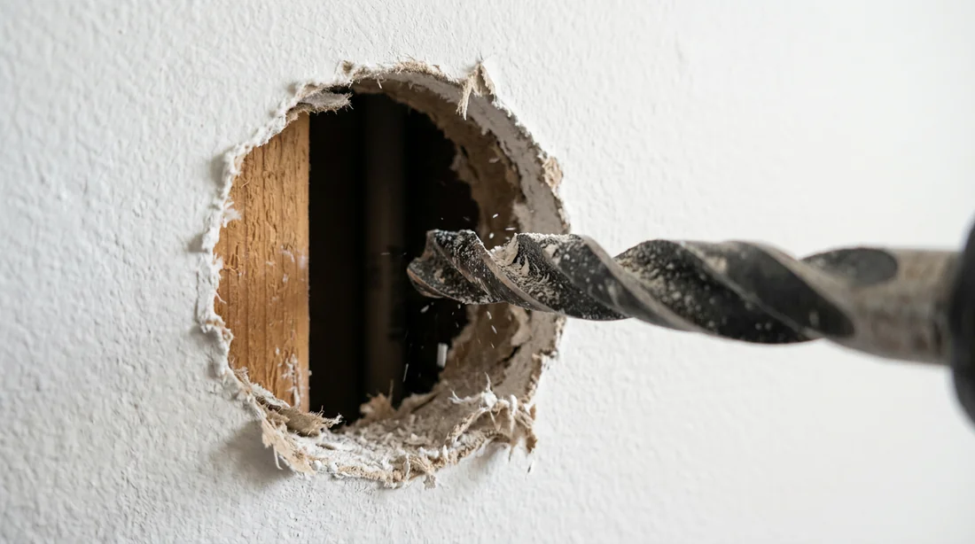 Perçage dans une plaque de placo