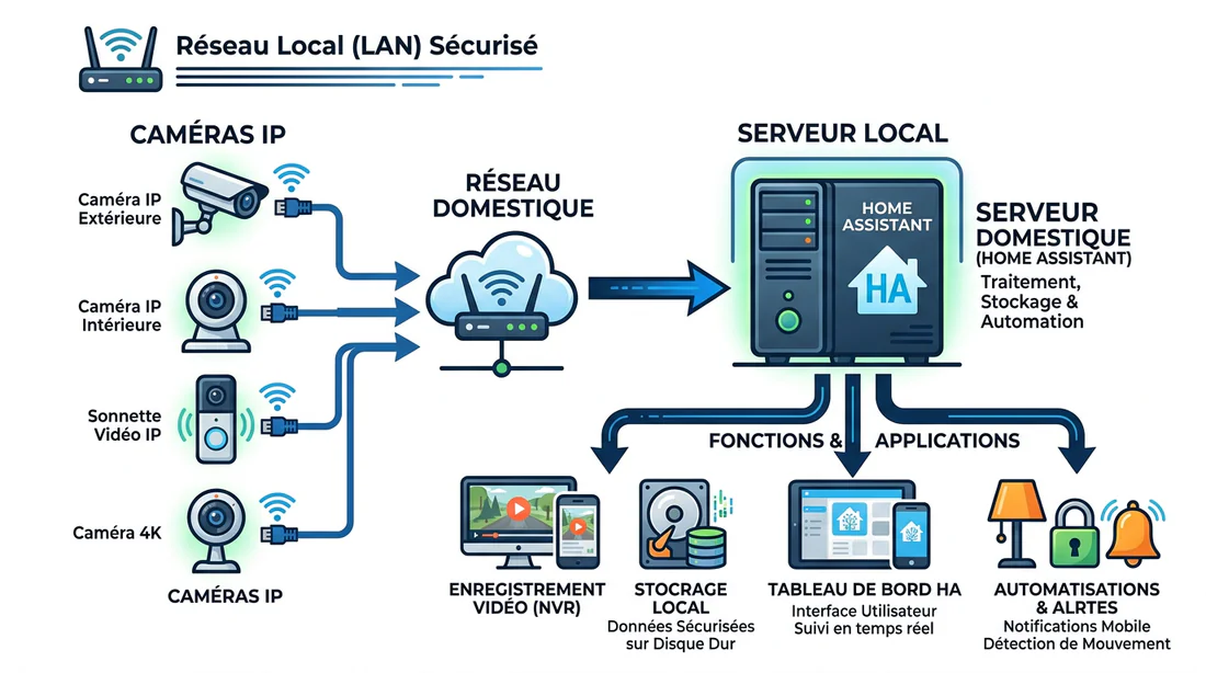 Schéma de connexion des caméras IP vers Home Assistant