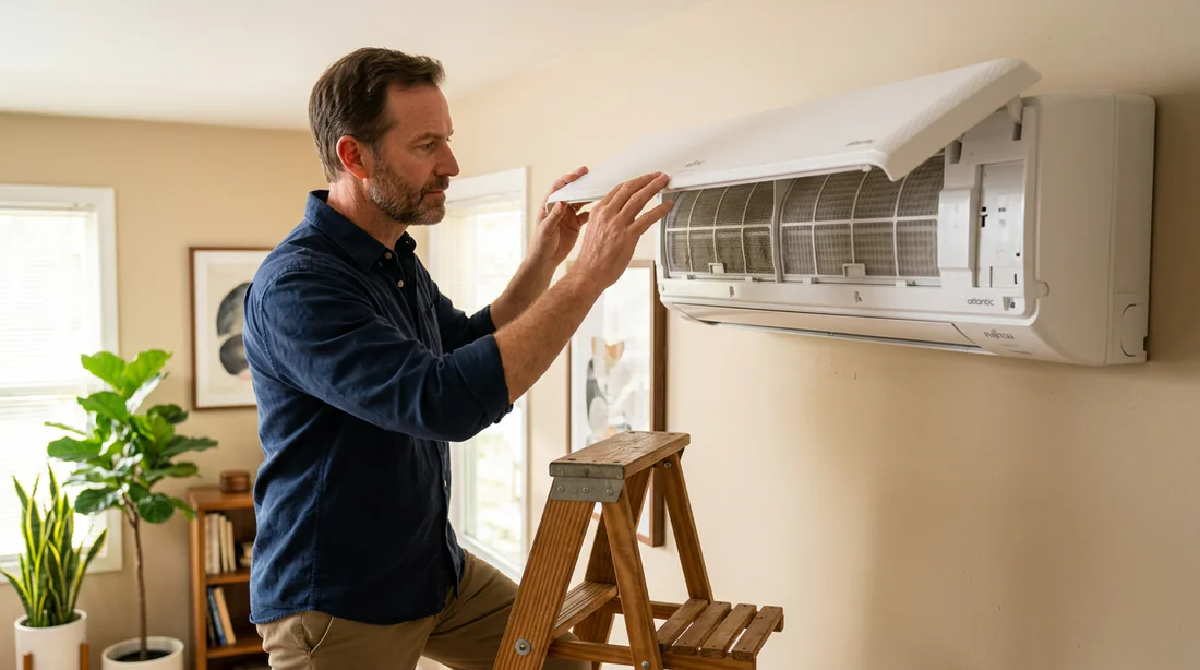 Nettoyage des filtres de la climatisation réversible Fujitsu Atlantic avant la saison de chauffage