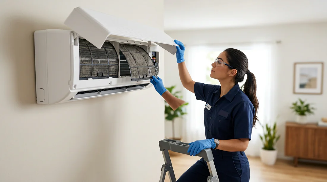 Nettoyage du filtre à air d'un climatiseur mural