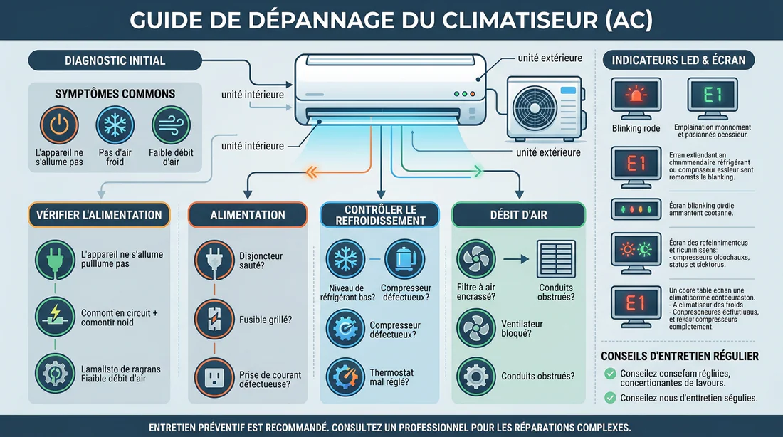 Infographie du guide de dépannage d'un climatiseur