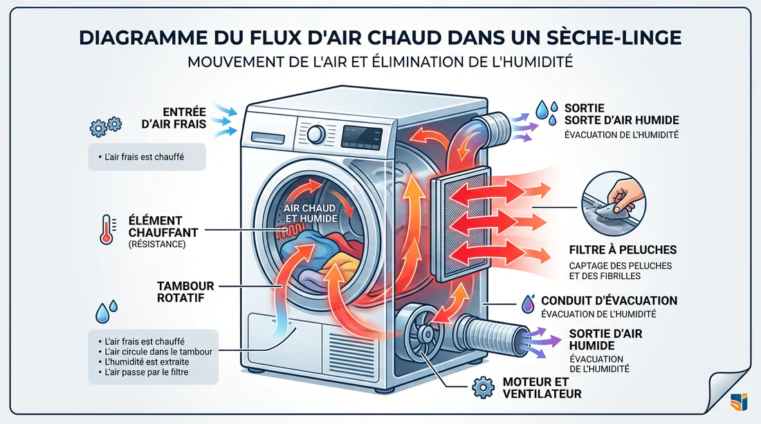 Schéma explicatif du fonctionnement d'un filtre à peluches
