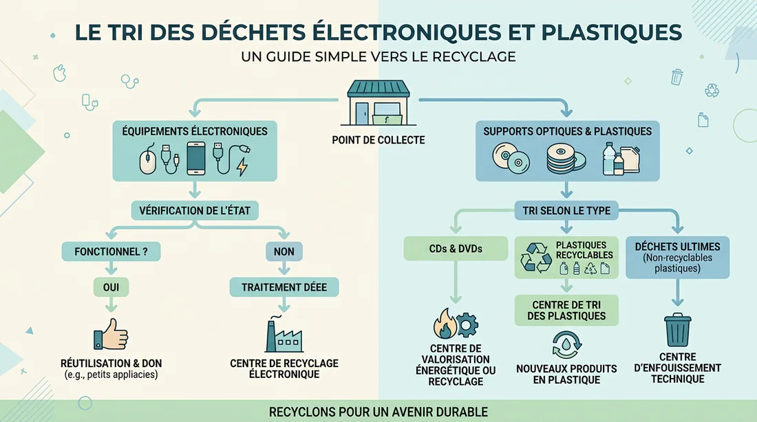 Infographie expliquant comment recycler les CD et DVD