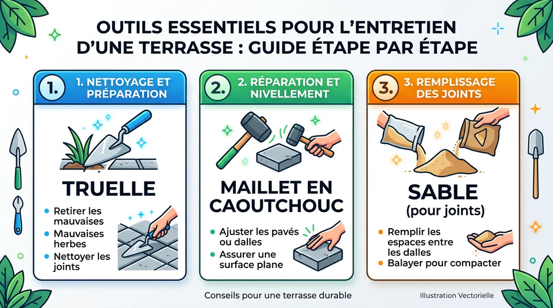 Outils nécessaires pour la réparation de terrasse