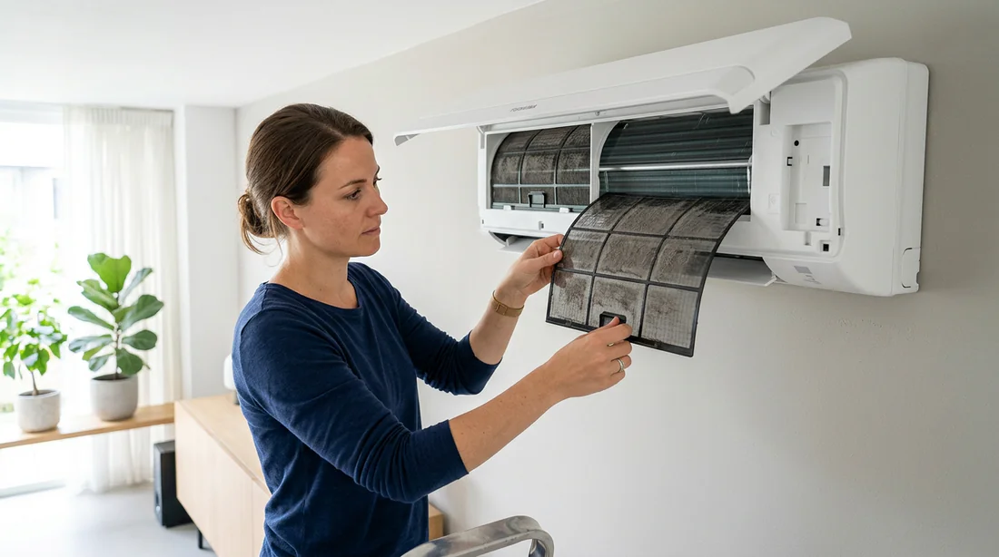 Entretien et nettoyage des filtres à air d'un climatiseur Toshiba pour résoudre une panne.
