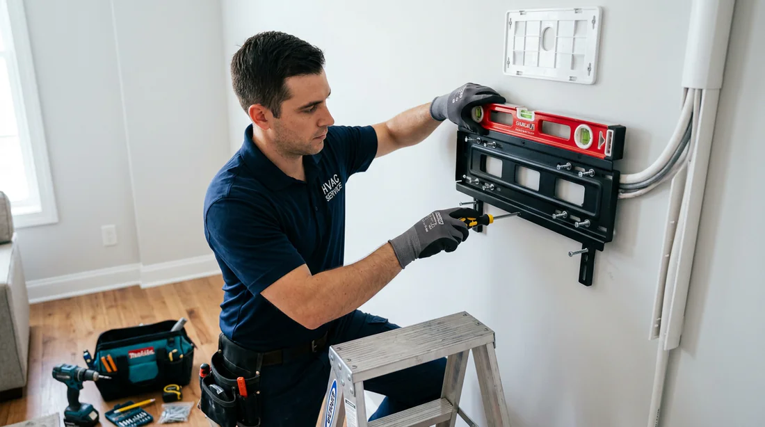 Mise en place et fixation du support de climatiseur mural