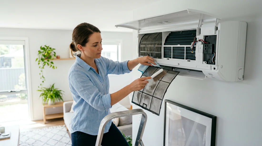 Nettoyage régulier des filtres à air d'une unité de climatisation