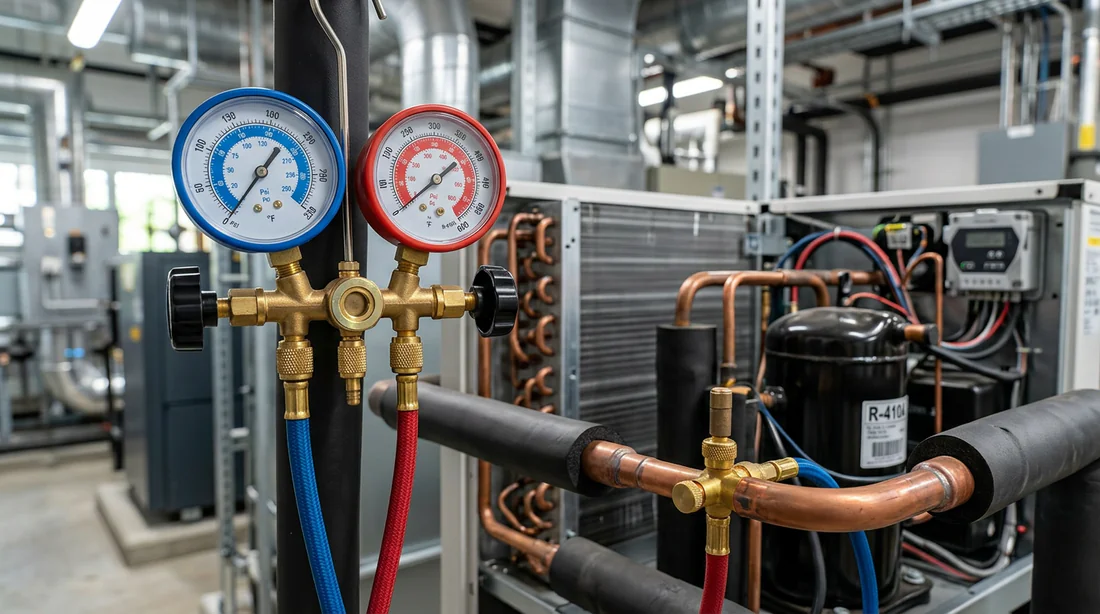 Manomètres de pression frigorifique connectés à une pompe à chaleur
